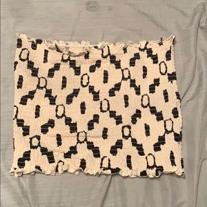 Black and cream pattern tube top